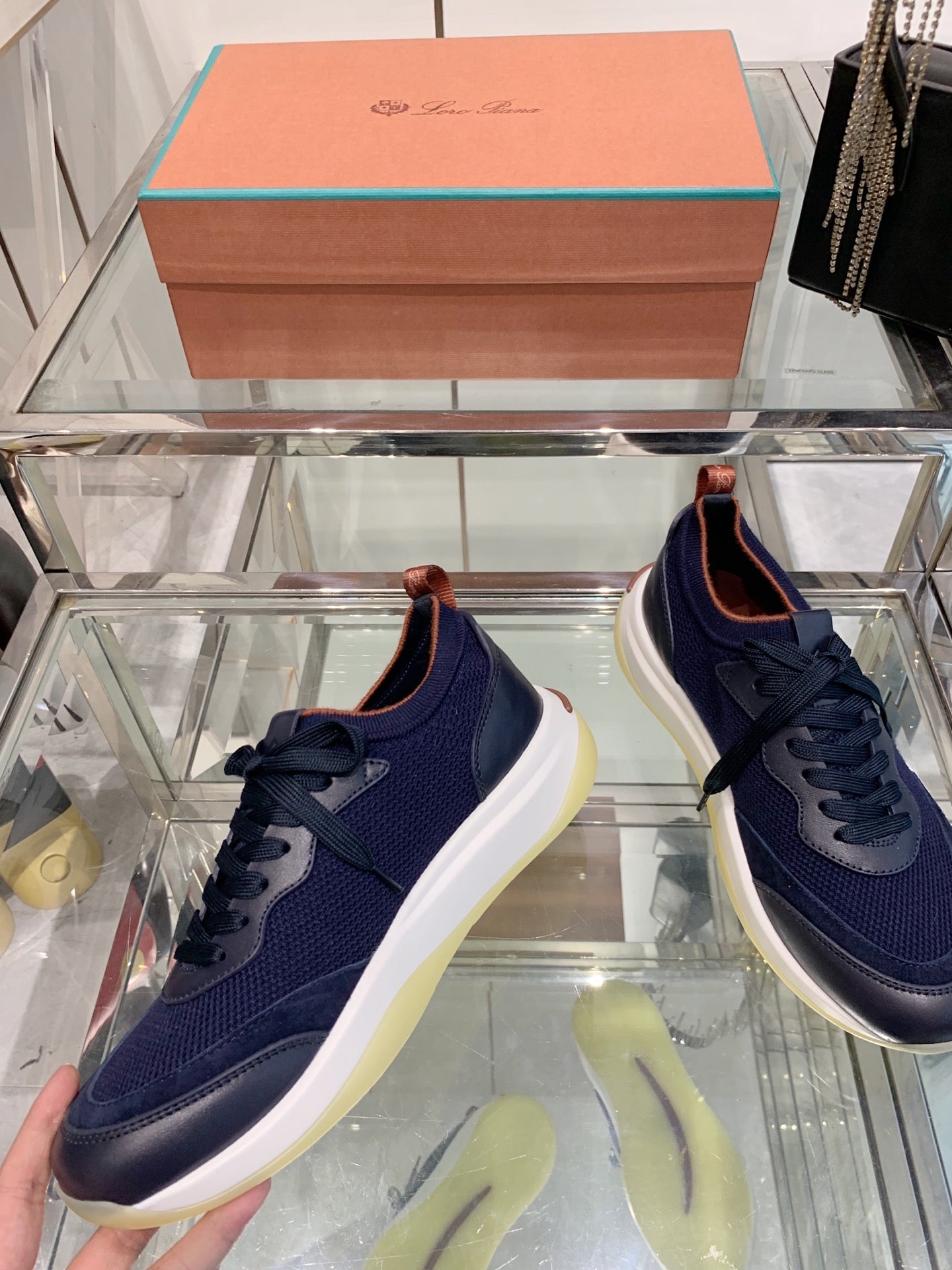 SNEAKER IN MIDNIGHT BLUE CANVAS MIX SUEDE WITH LAMBSKIN - 39