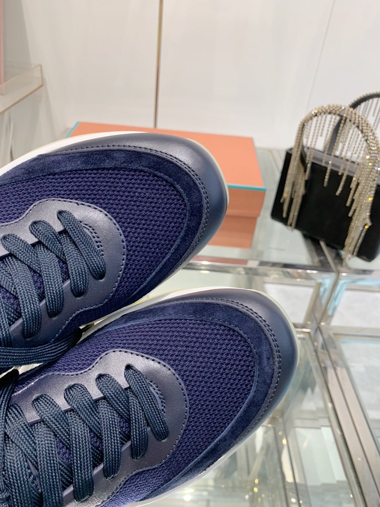 SNEAKER IN MIDNIGHT BLUE CANVAS MIX SUEDE WITH LAMBSKIN - 39