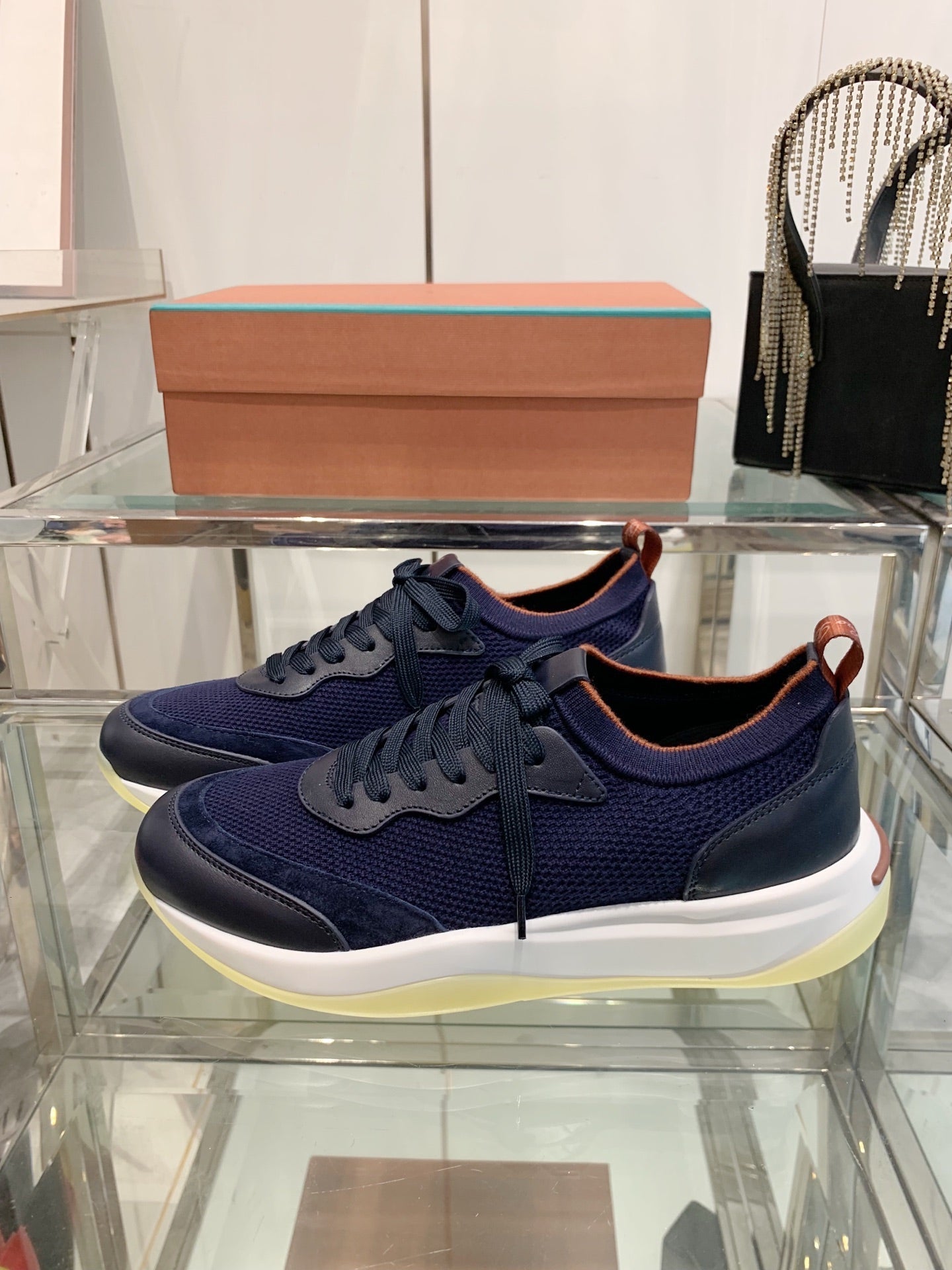 SNEAKER IN MIDNIGHT BLUE CANVAS MIX SUEDE WITH LAMBSKIN - 39