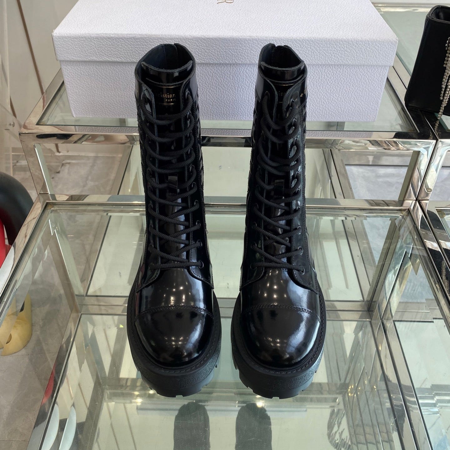DIOR 25S D-UNIT ANKLE BOOT IN BLACK QUILTED CANNAGE CALFSKIN - 35