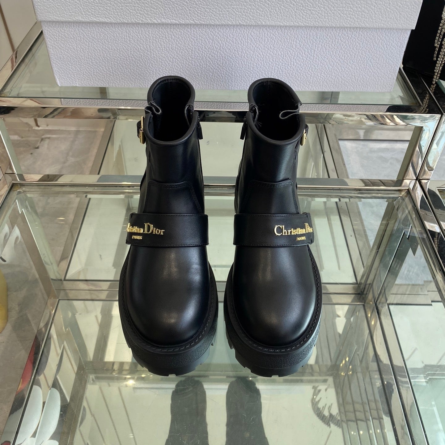 DIOR 25S D-QUEST ANKLE BOOT 35MM IN BLACK CALFSKIN - 35