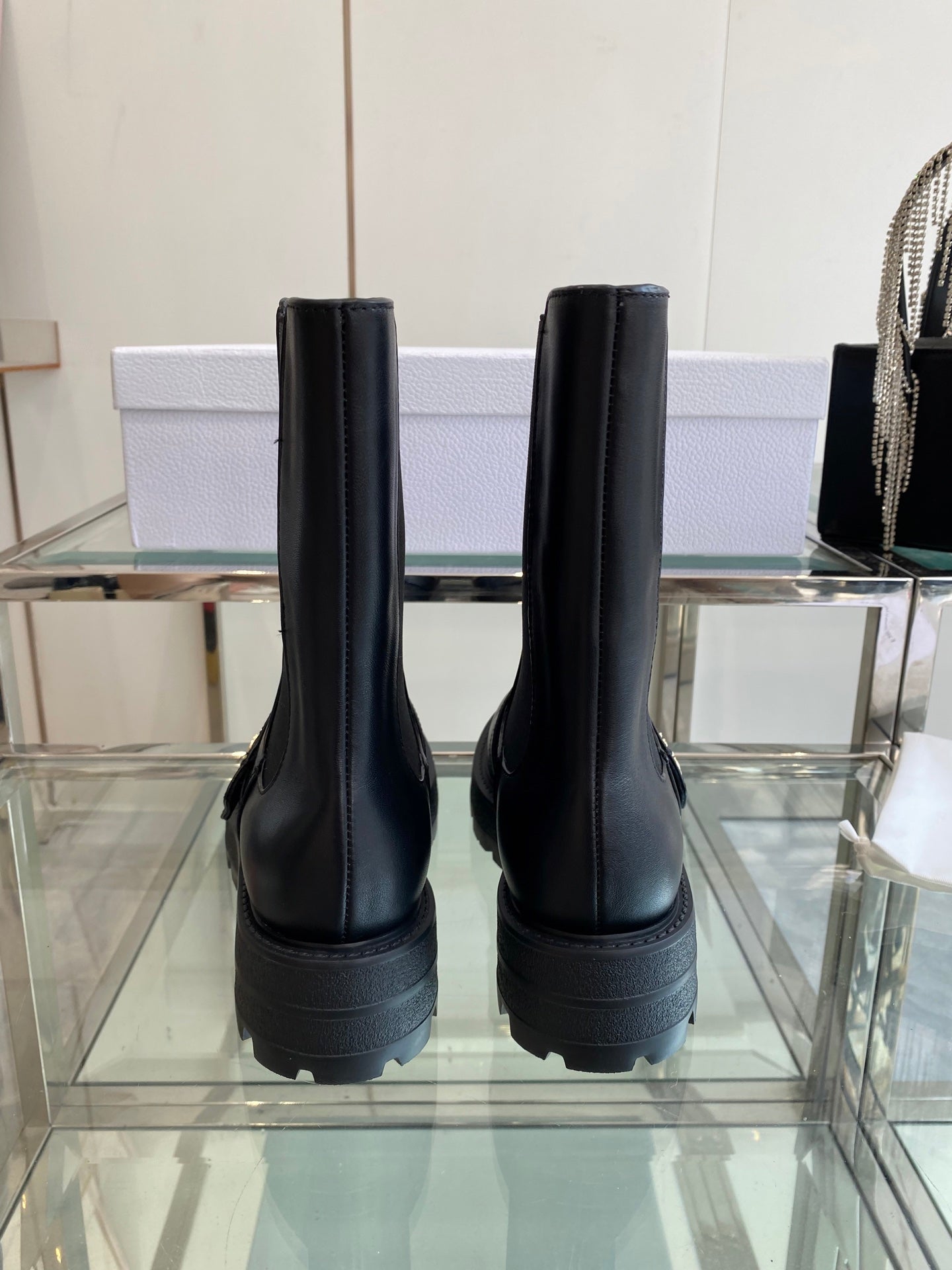 DIOR 25S D-QUEST ANKLE BOOT 35MM IN BLACK CALFSKIN GOLD HARDWARE - 35