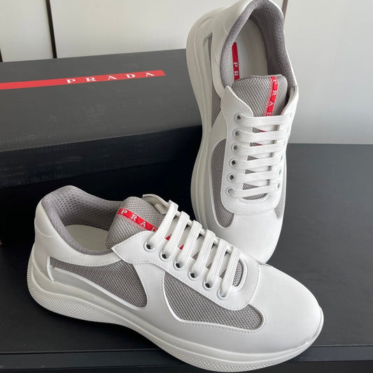 КРОСІВКИ PRADA 26S AMERICA CUP З БІЛОЇ М'ЯКОЇ ГУМИ ТА ВЕЛОСИПЕДНОЇ ТКАНИНИ