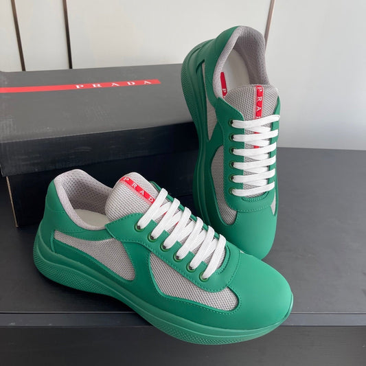 КРОСІВКИ PRADA 26S AMERICA CUP З БІРЮЗОВОГО М'ЯКОГО КАУЧУКУ ТА ВЕЛОСИПЕДНОЇ ТКАНИНИ