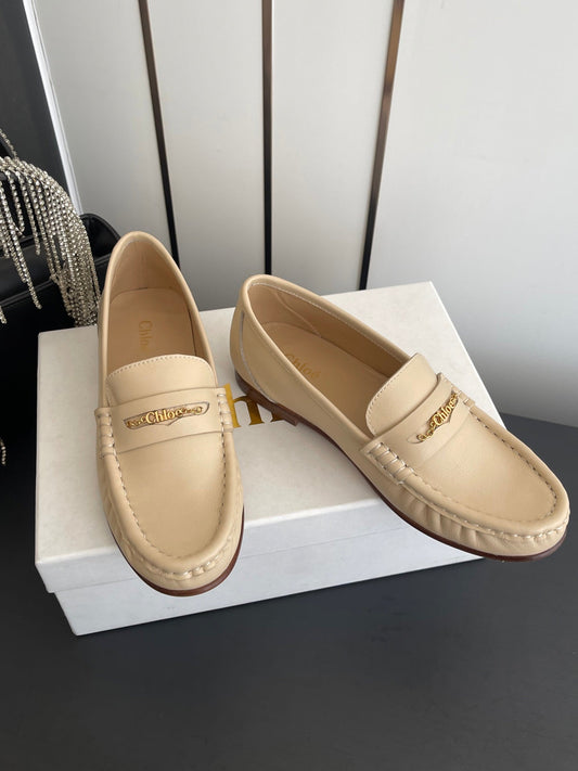ЛОФЕРИ CHLOÉ 26S З БЕЖЕВОЇ ТЕЛЯЧОЇ ШКІРИ