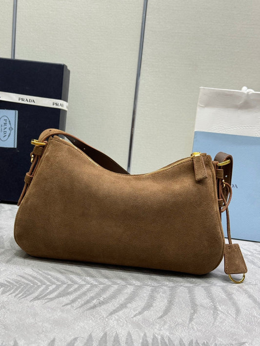 PRADA 25S СУМКА НА ПЛЕЧЕ AIMEE MEDIUM 31 З КОРИЧНЕВОЇ ЗАМШІ