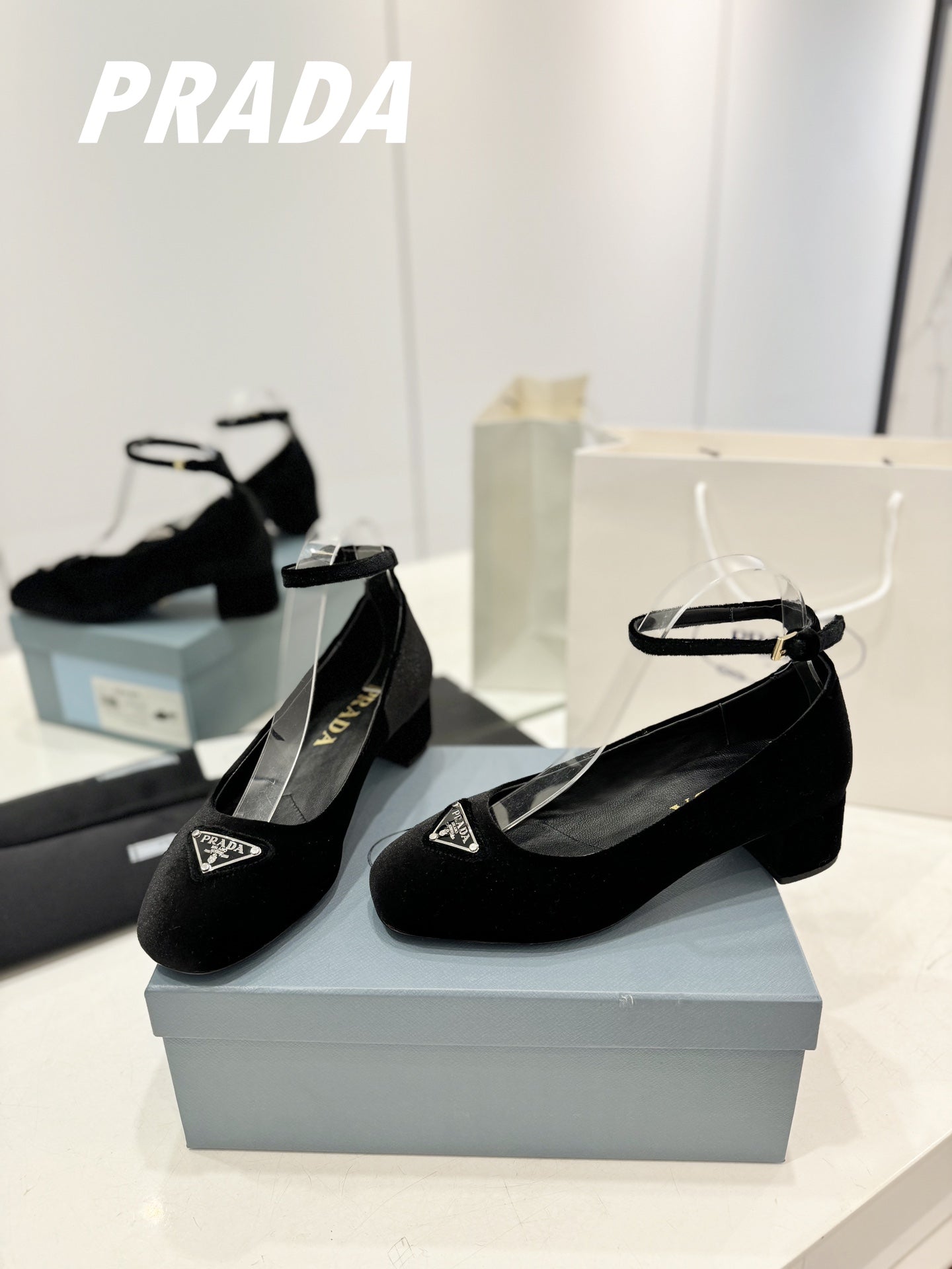 Pra Pumps 40 Square Sole Black Velvet - 35