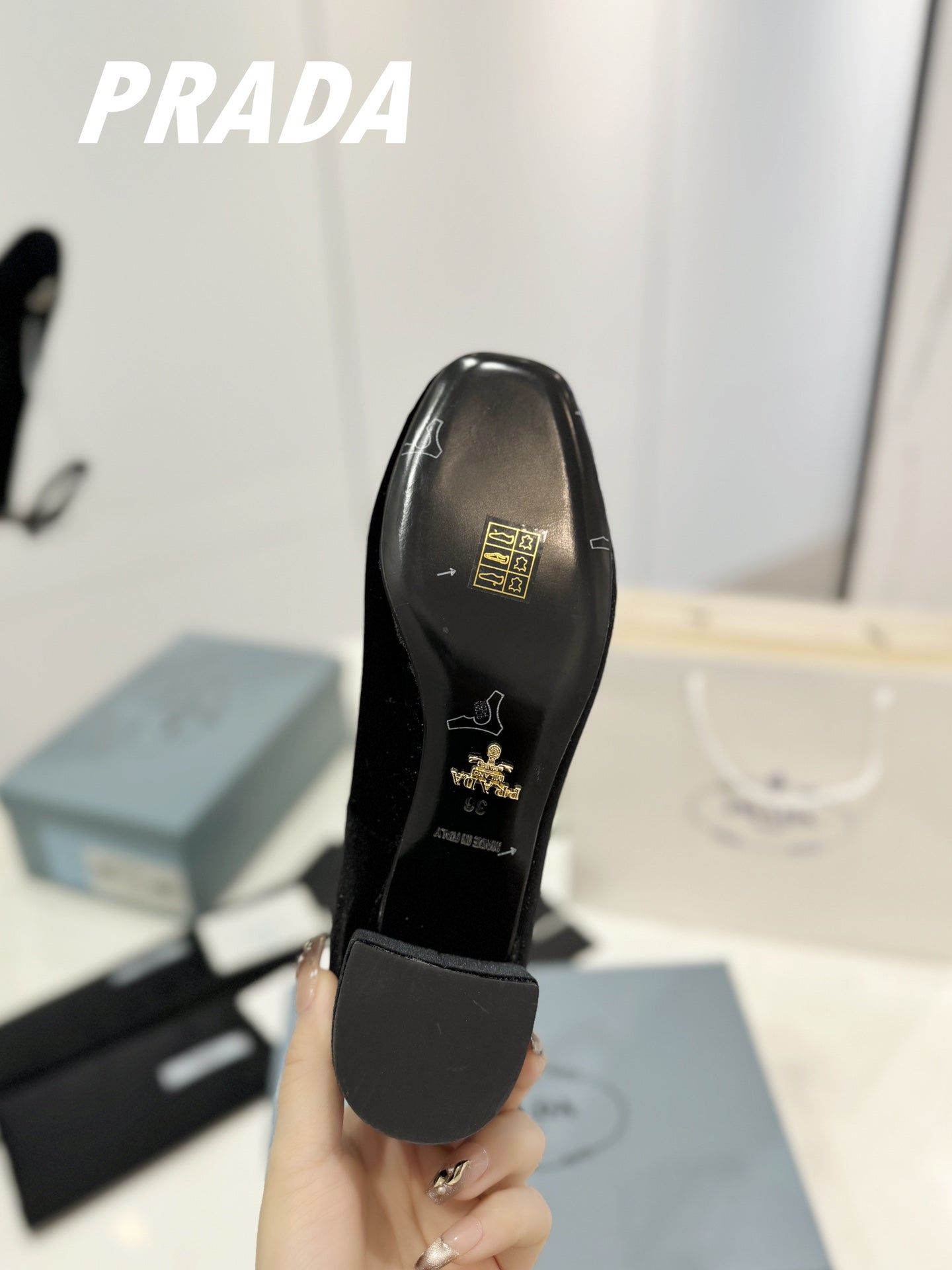 Pra Pumps 40 Square Sole Black Velvet - 35