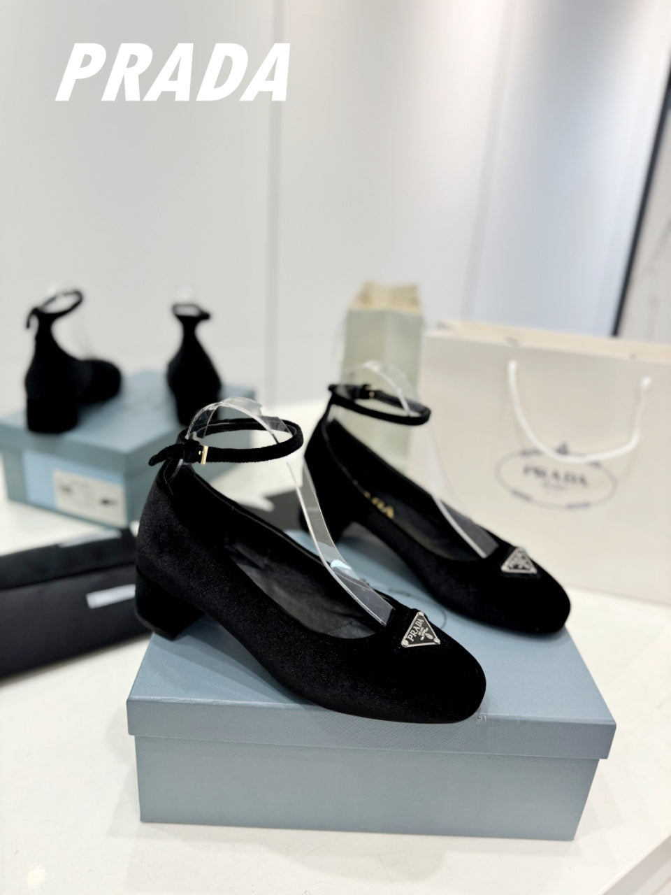PRA NAPPA MARY JANE PUMPS BLACK SATIN - 35
