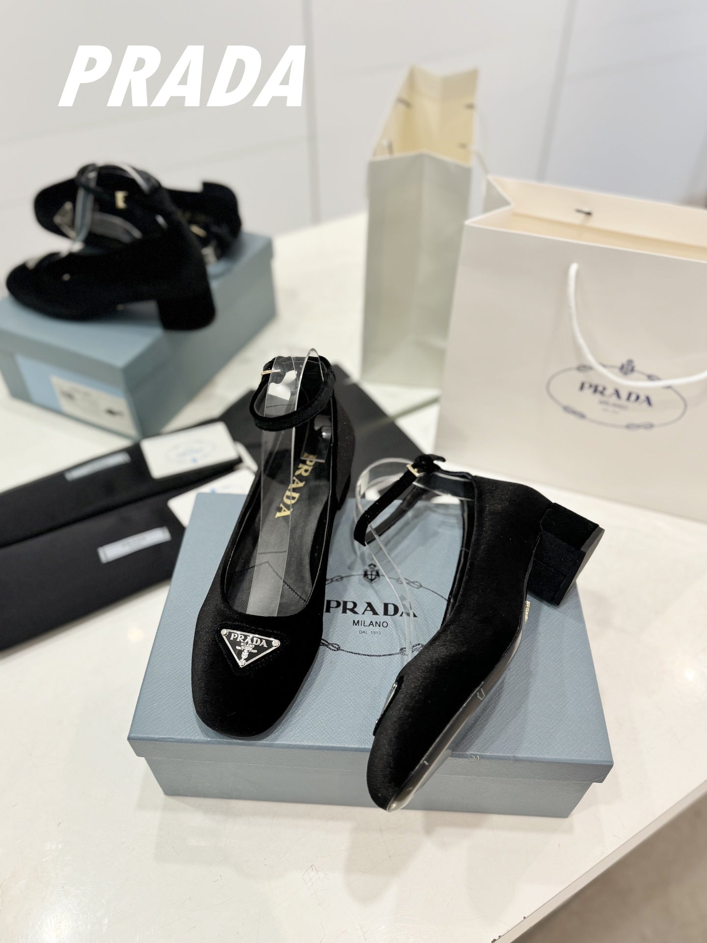 Pra Pumps 40 Square Sole Black Velvet - 35