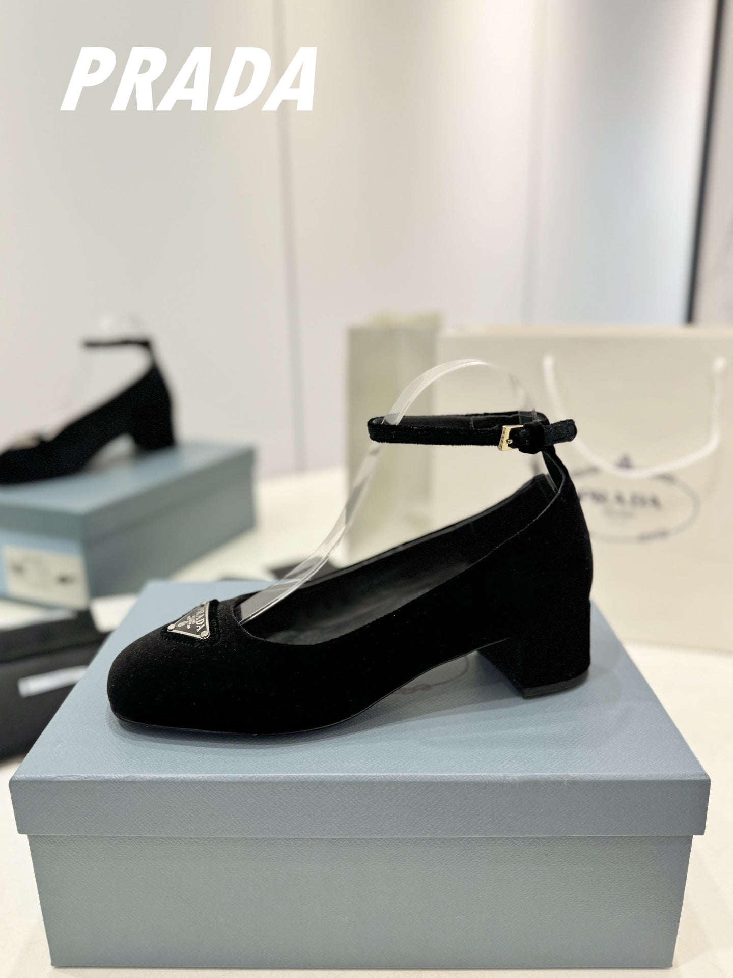 Pra Pumps 40 Square Sole Black Velvet - 35