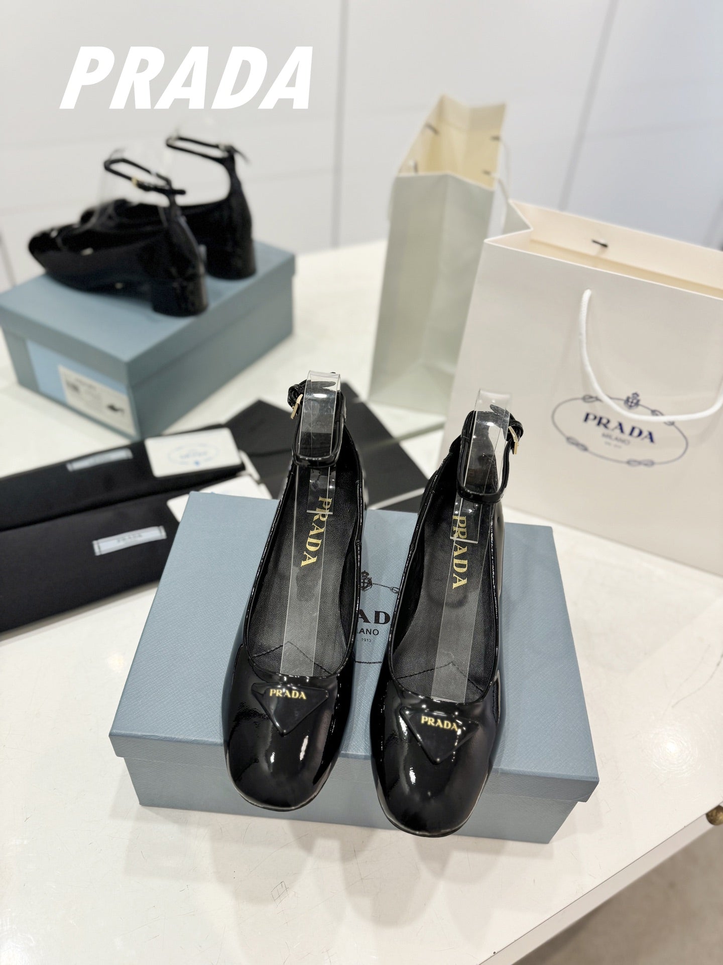 Pra Pumps 40 Square Sole Black Patent Leather - 35
