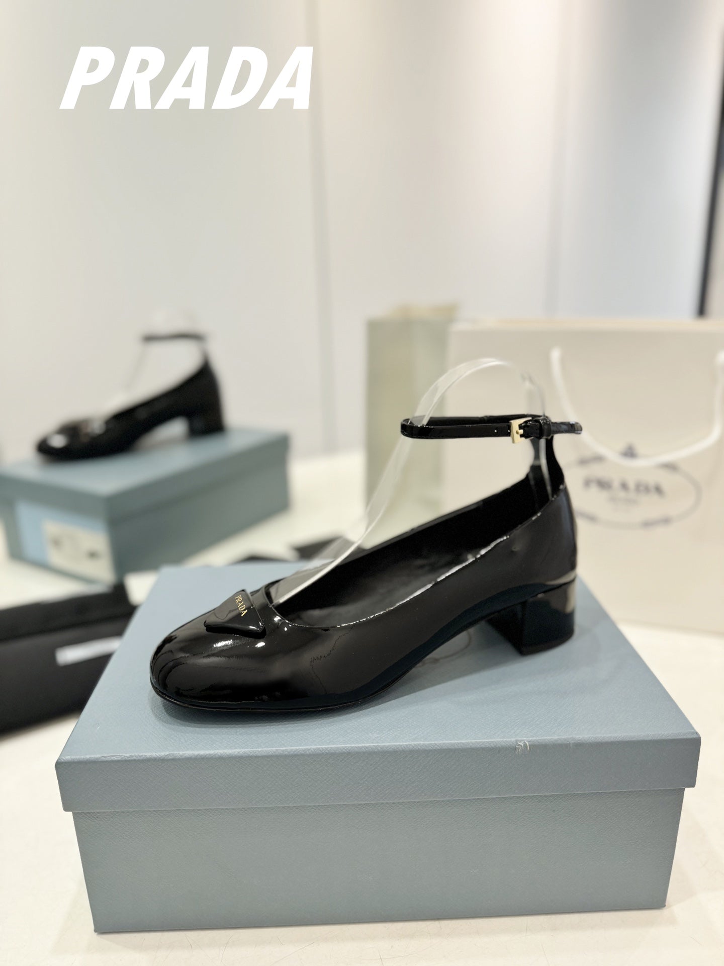 Pra Pumps 40 Square Sole Black Patent Leather - 35