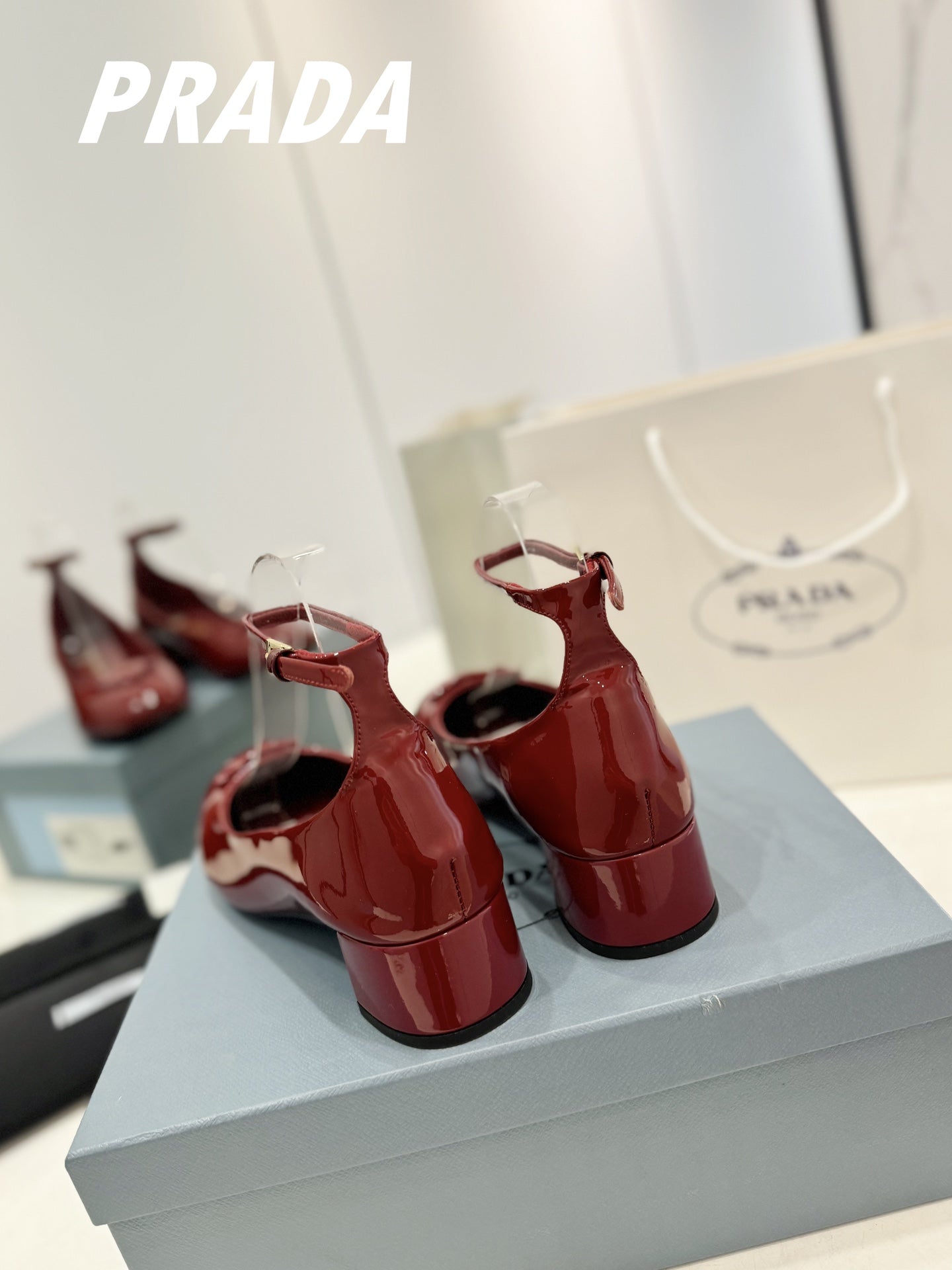 Pra Pumps 40 Square Sole Wine Patent Leather - 35