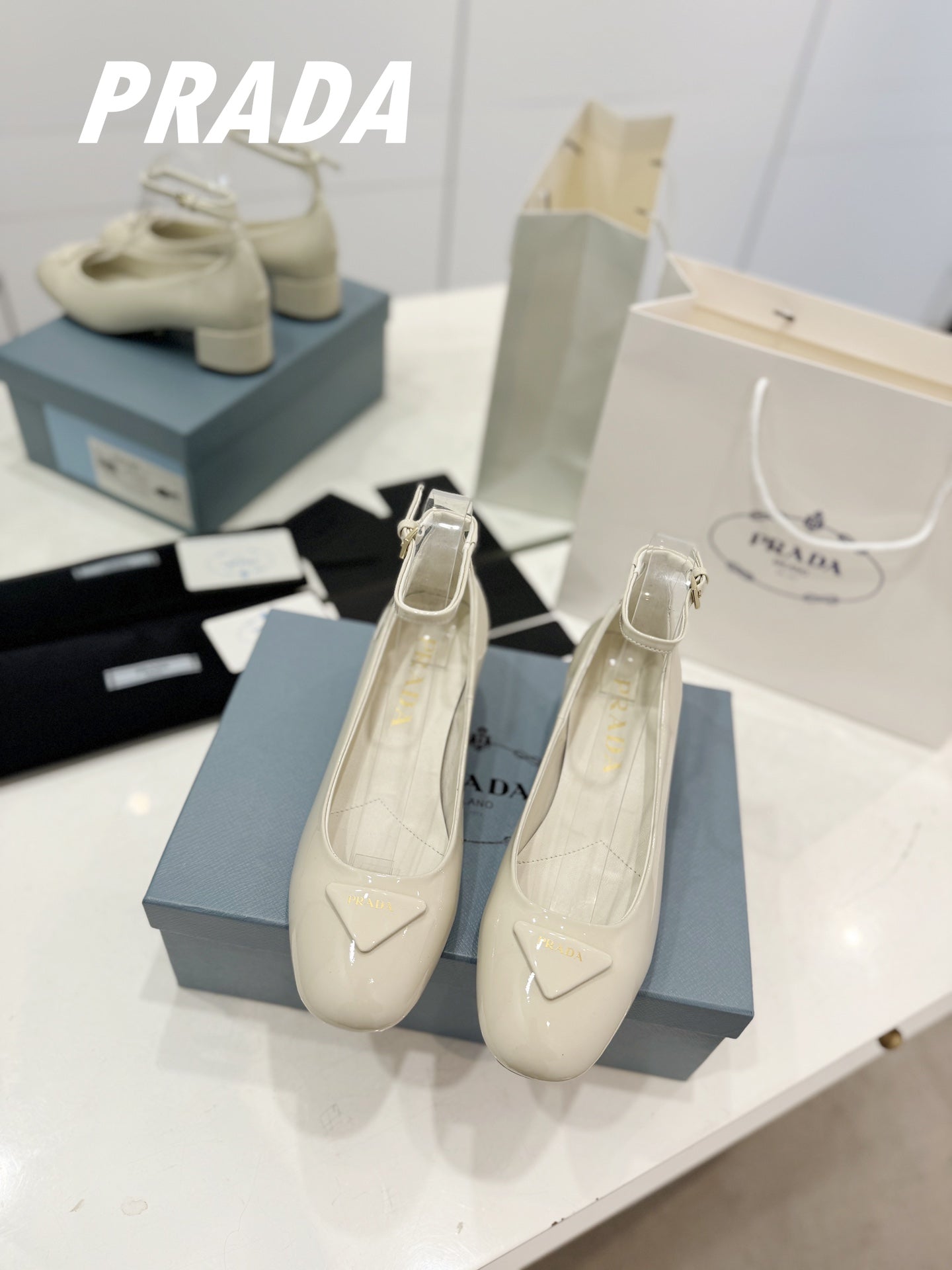 Pra Ballerina Pumps 40 White Patent Calfskin - 35