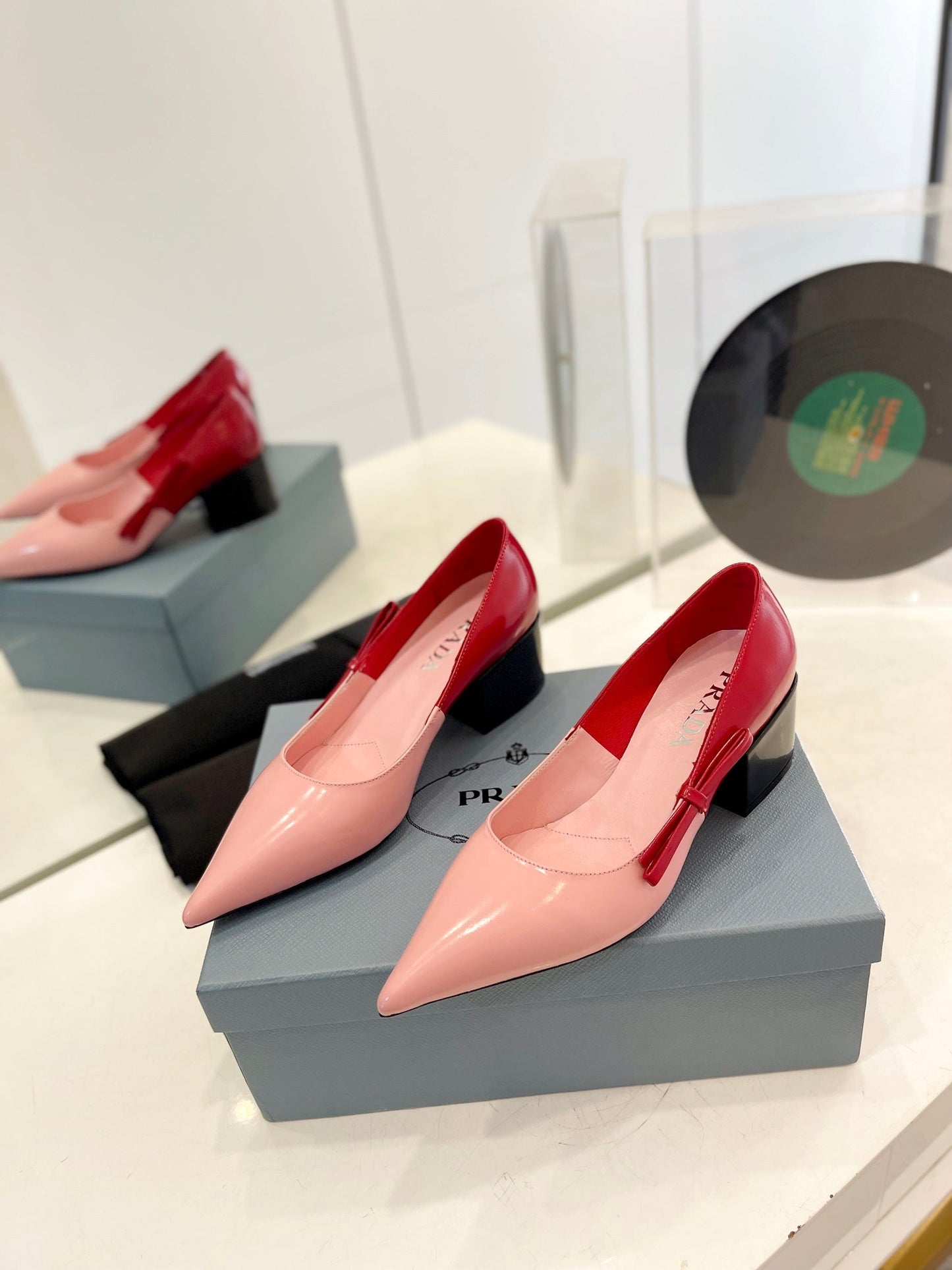 Pra Pump 45 Square Sole Pink Red Patent Leather - 35
