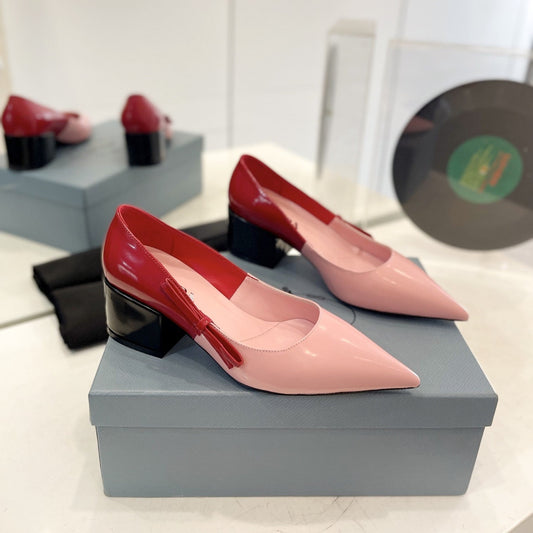 Pra Pump 45 Square Sole Pink Red Patent Leather - 35