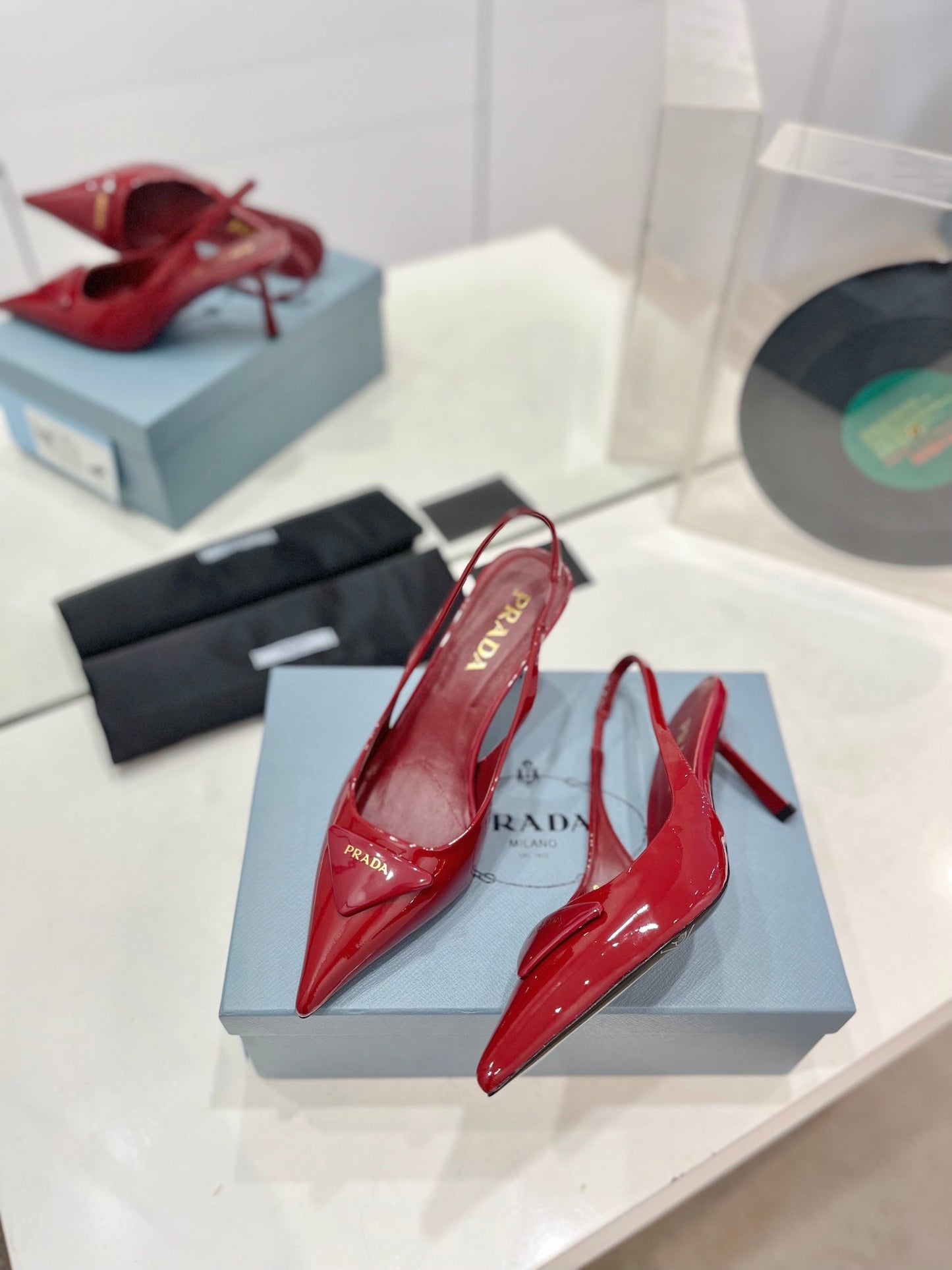 Pra Slingback Pumps 75 Red Patent Leather - 35