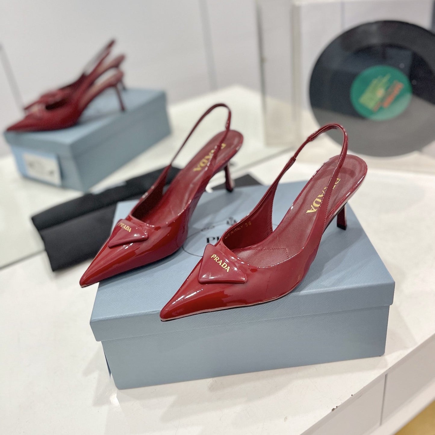 Pra Slingback Pumps 75 Red Patent Leather - 35