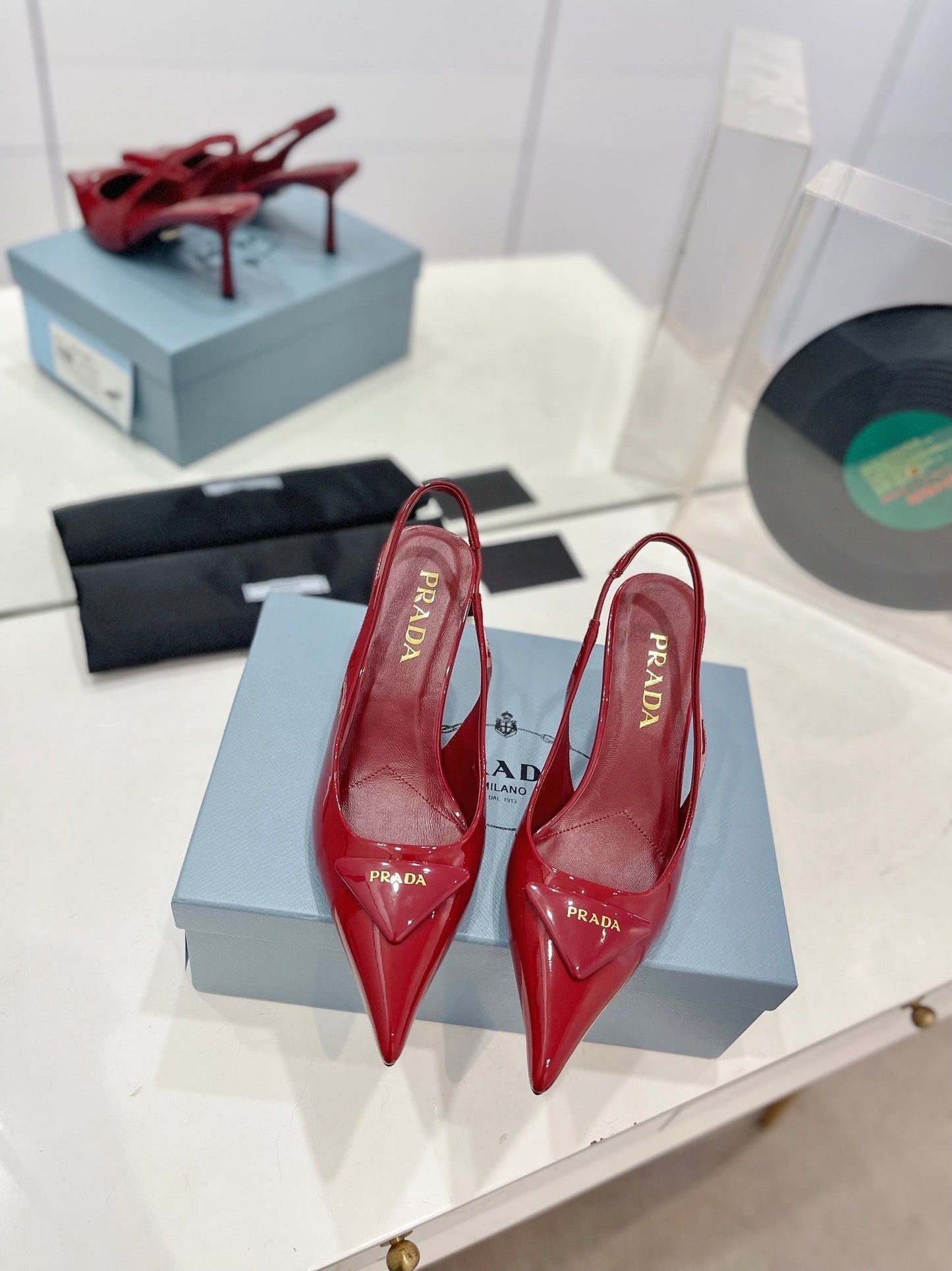 Pra Slingback Pumps 75 Red Patent Leather - 35