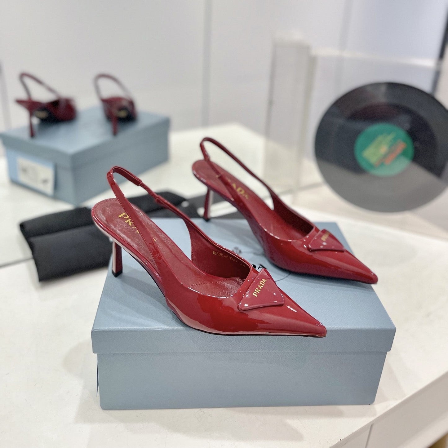 Pra Slingback Pumps 75 Red Patent Leather - 35