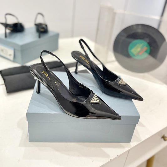 Pra Slingback Pumps 75 Black Patent Leather - 35
