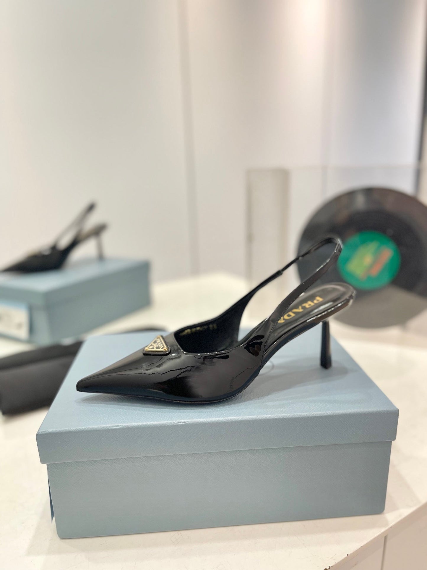 Pra Slingback Pumps 75 Black Patent Leather - 35