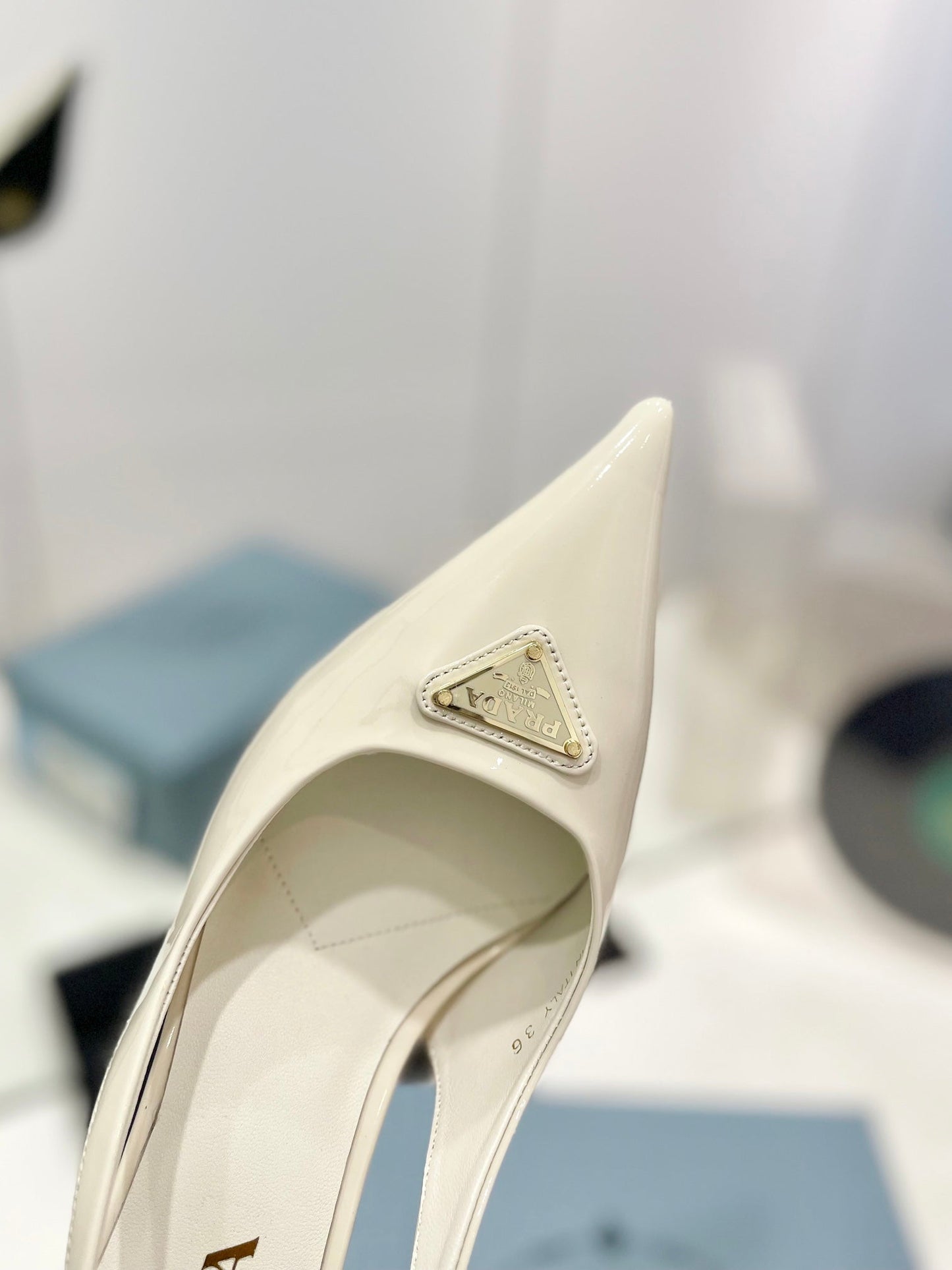 Pra Slingback Pumps 75 White Patent Leather - 35