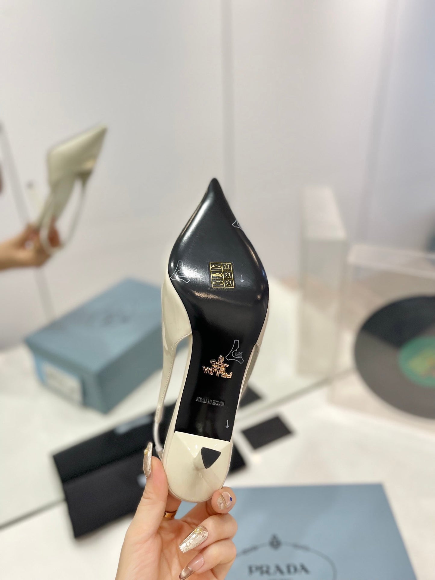 Pra Slingback Pumps 75 White Patent Leather - 35