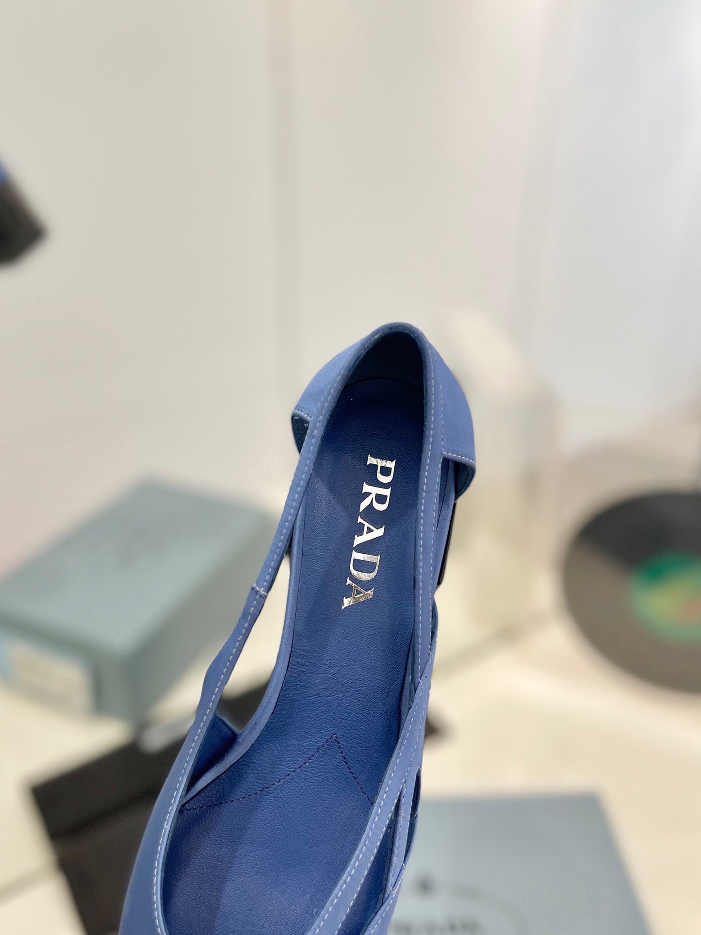Pra Pumps 50 Square Sole Light Blue Suede Fabric - 35