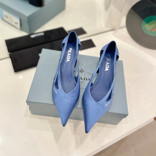 PRA STRAP CUT-OUT PUMPS CERULEAN SATIN - 35