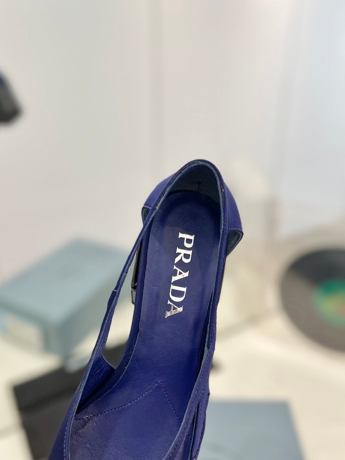 Pra Pumps 50 Square Sole Blue Suede Fabric - 35
