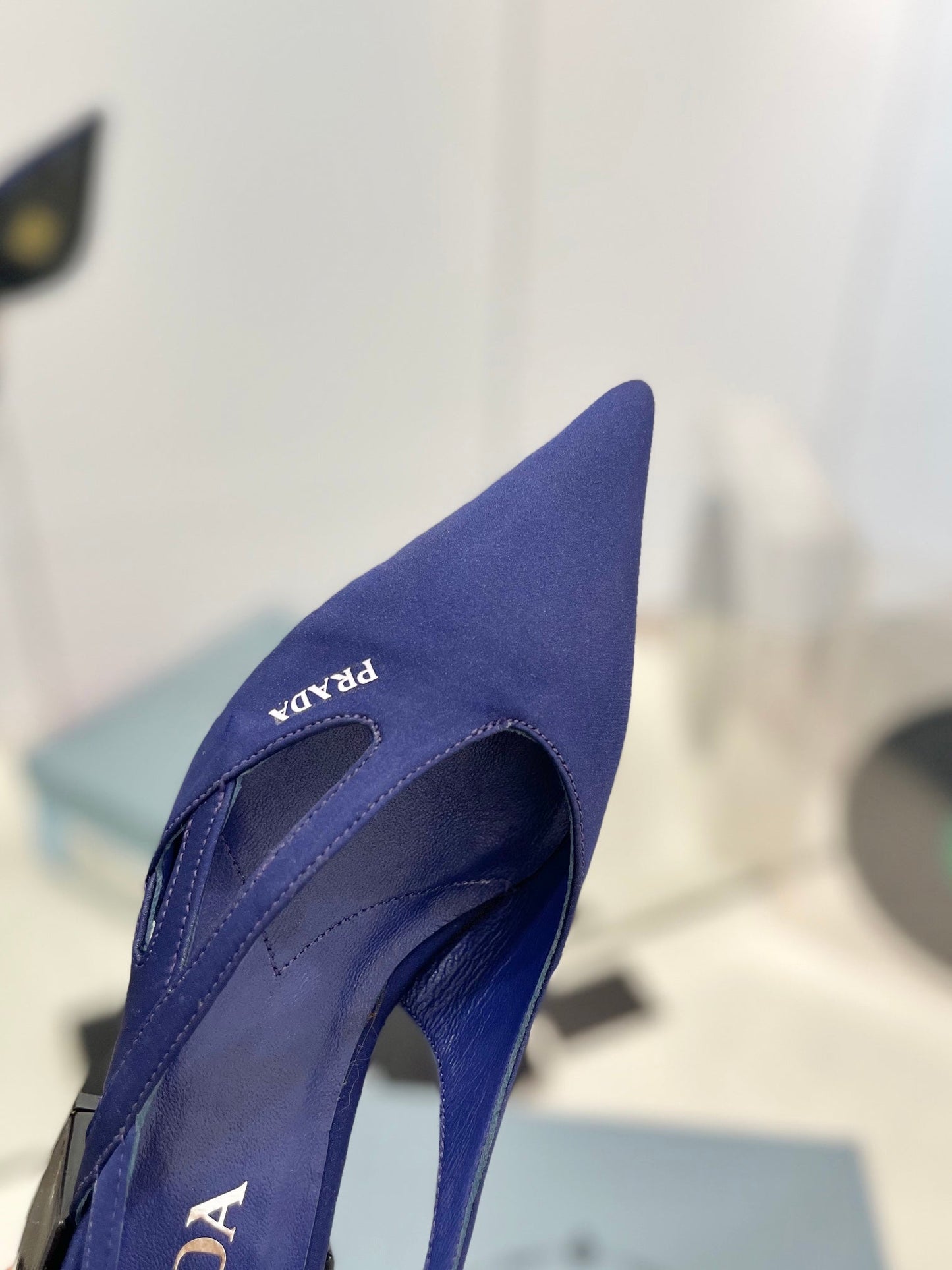 Pra Pumps 50 Square Sole Blue Suede Fabric - 35