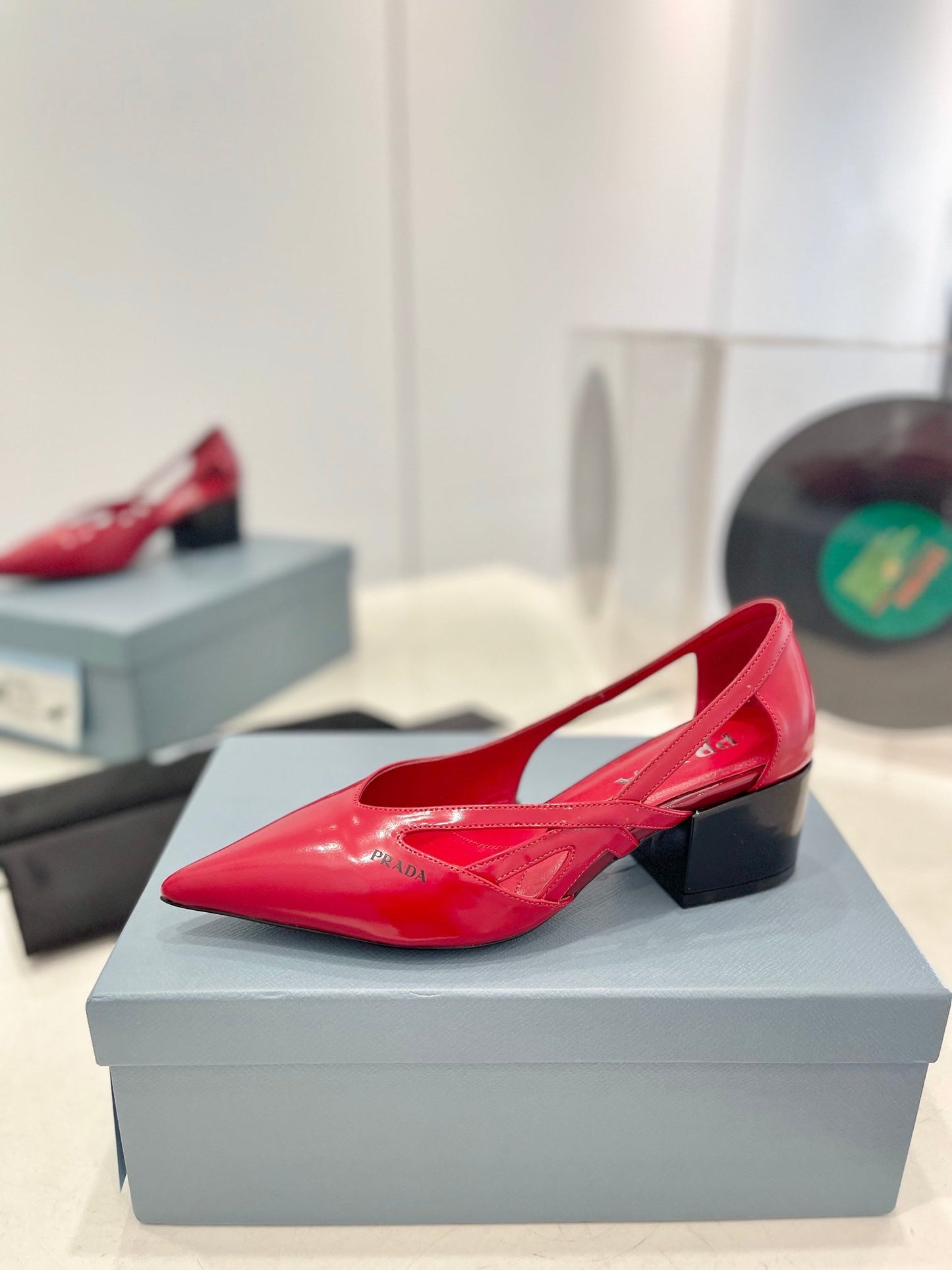 Pra Pumps 50 Square Sole Red Patent Leather - 35