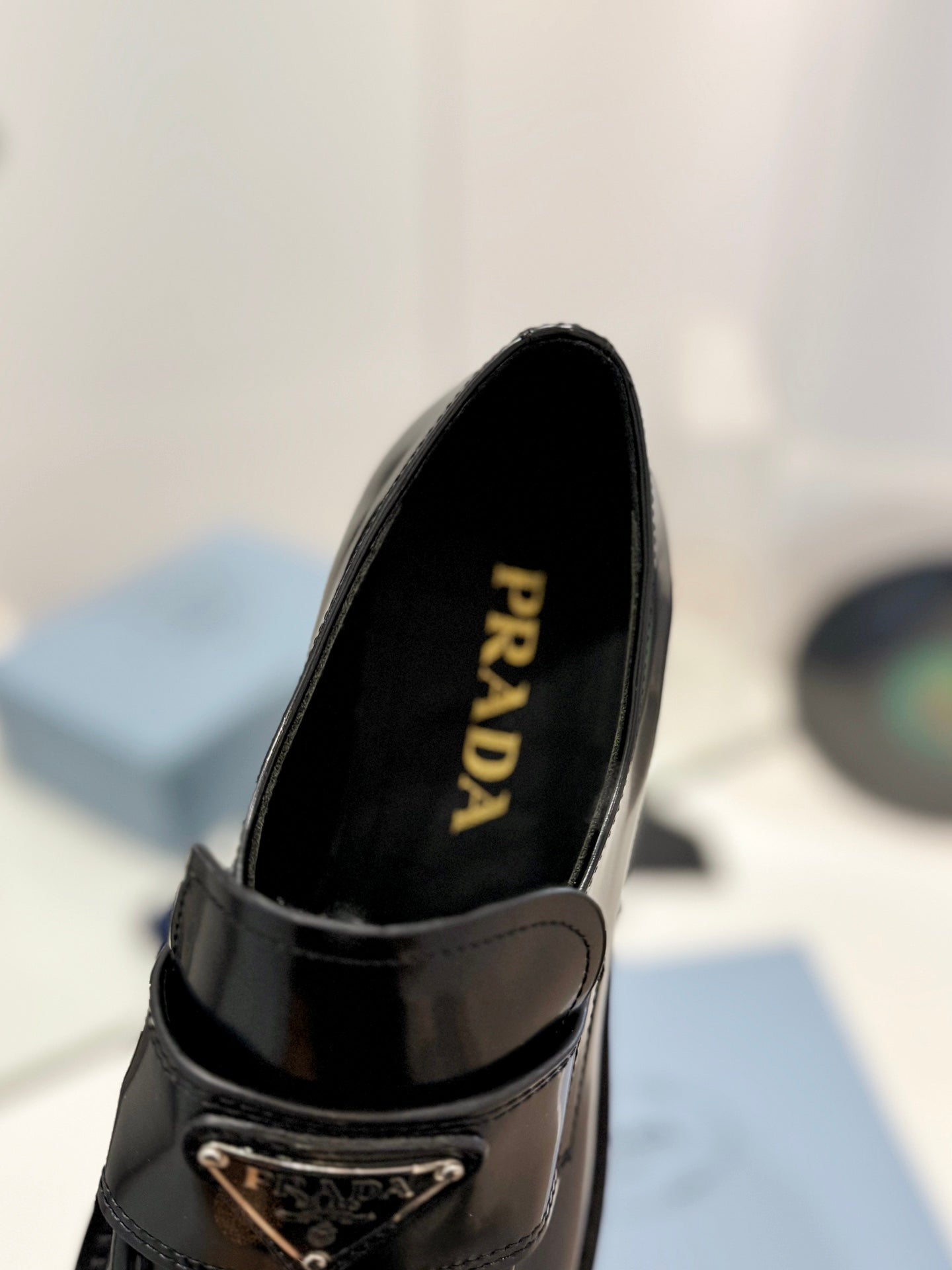 PRA BRUSHED LOAFERS GLOSSY BLACK LAMBSKIN - 35