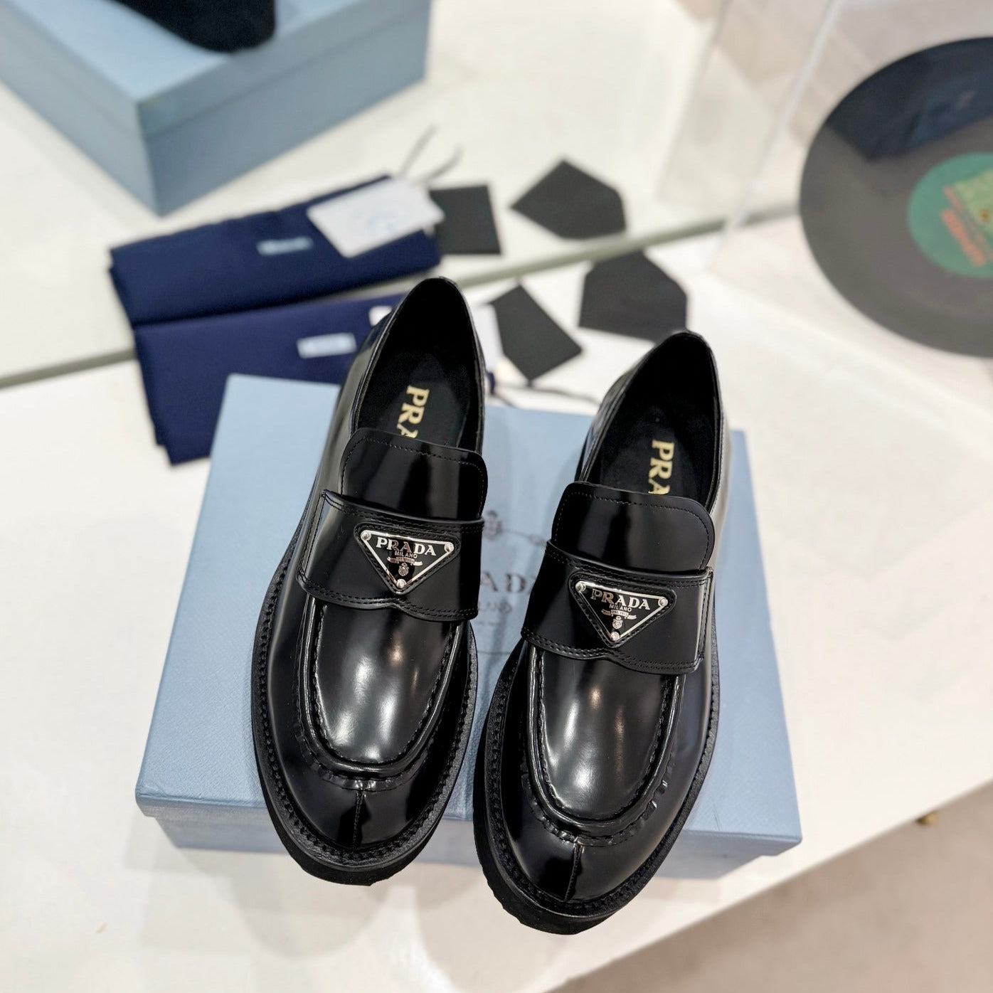PRA BRUSHED LOAFERS BLACK LAMBSKIN - 35