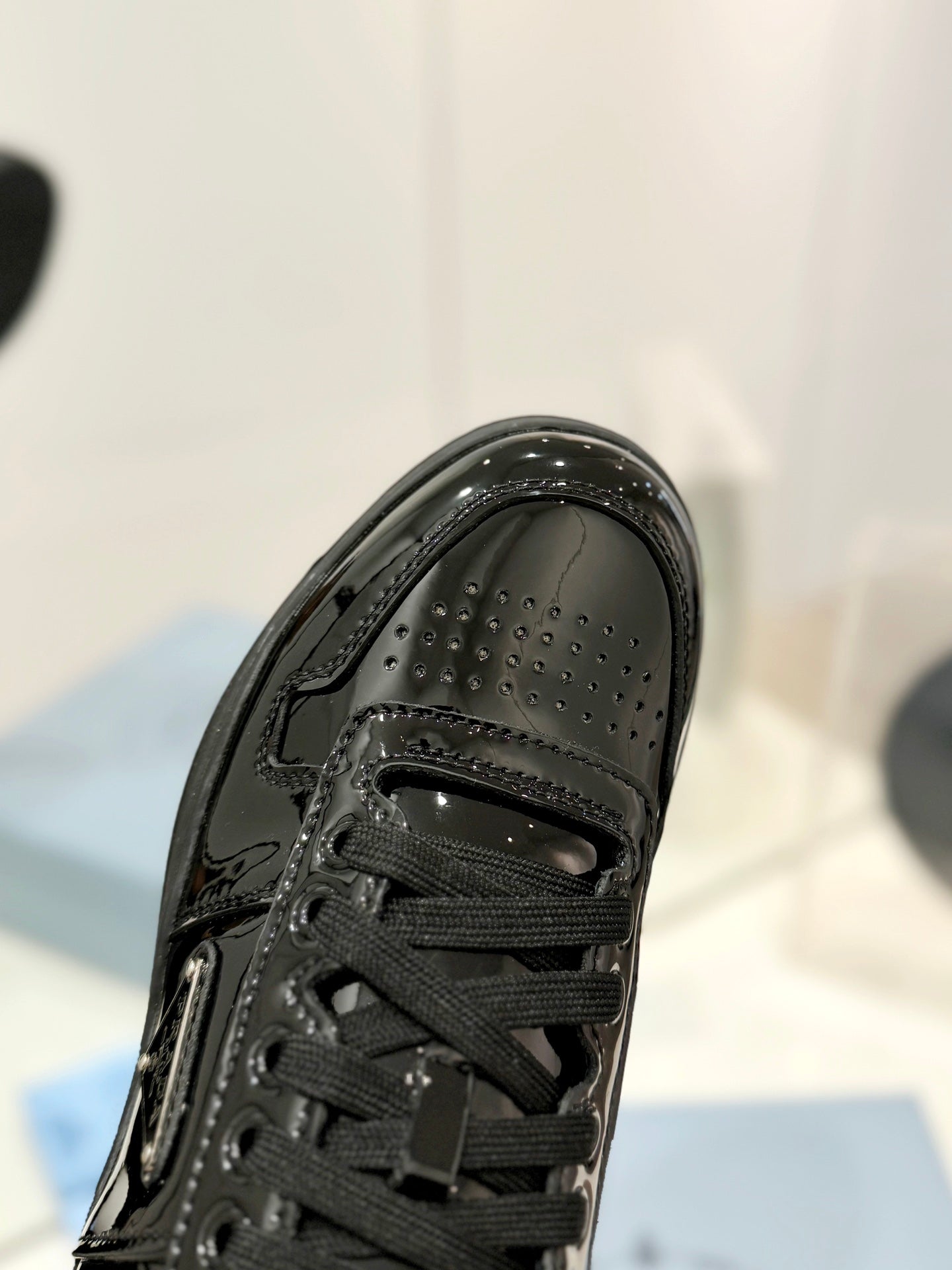 PRA DOWNTOWN PERFORATED SNEAKERS GLOSSY BLACK CALFSKIN - 35