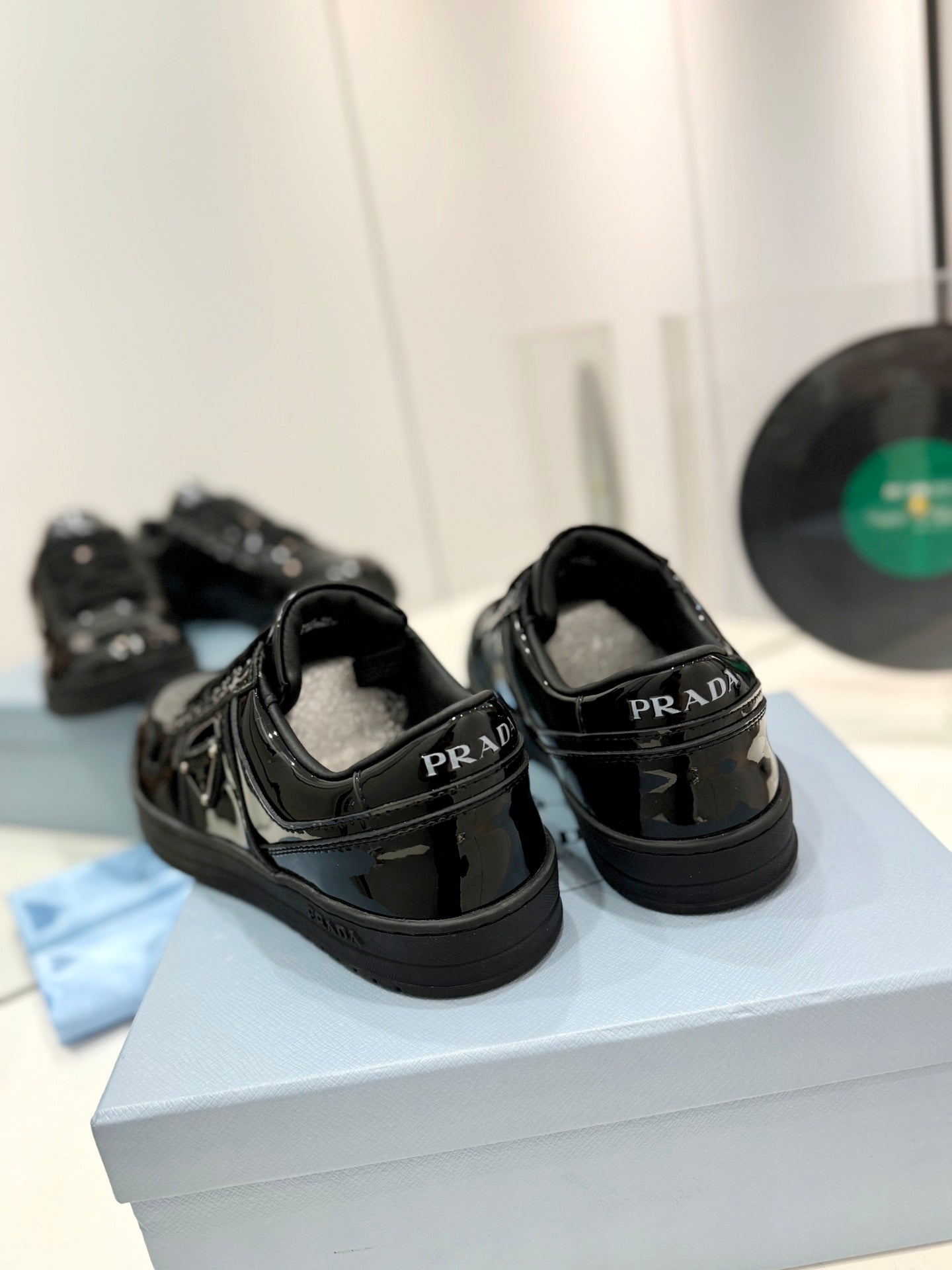 PRA DOWNTOWN PERFORATED SNEAKERS GLOSSY BLACK CALFSKIN - 35