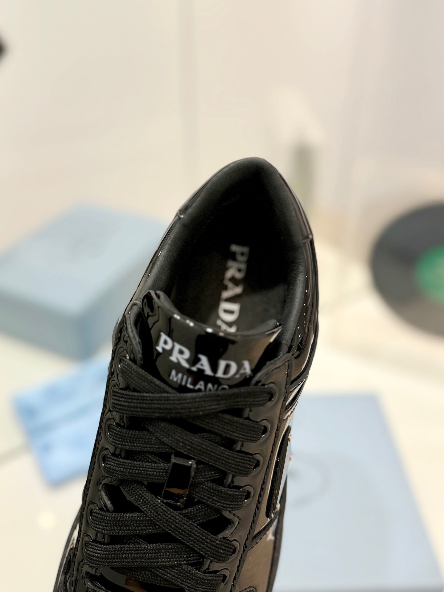 PRA DOWNTOWN PERFORATED SNEAKERS GLOSSY BLACK CALFSKIN - 35