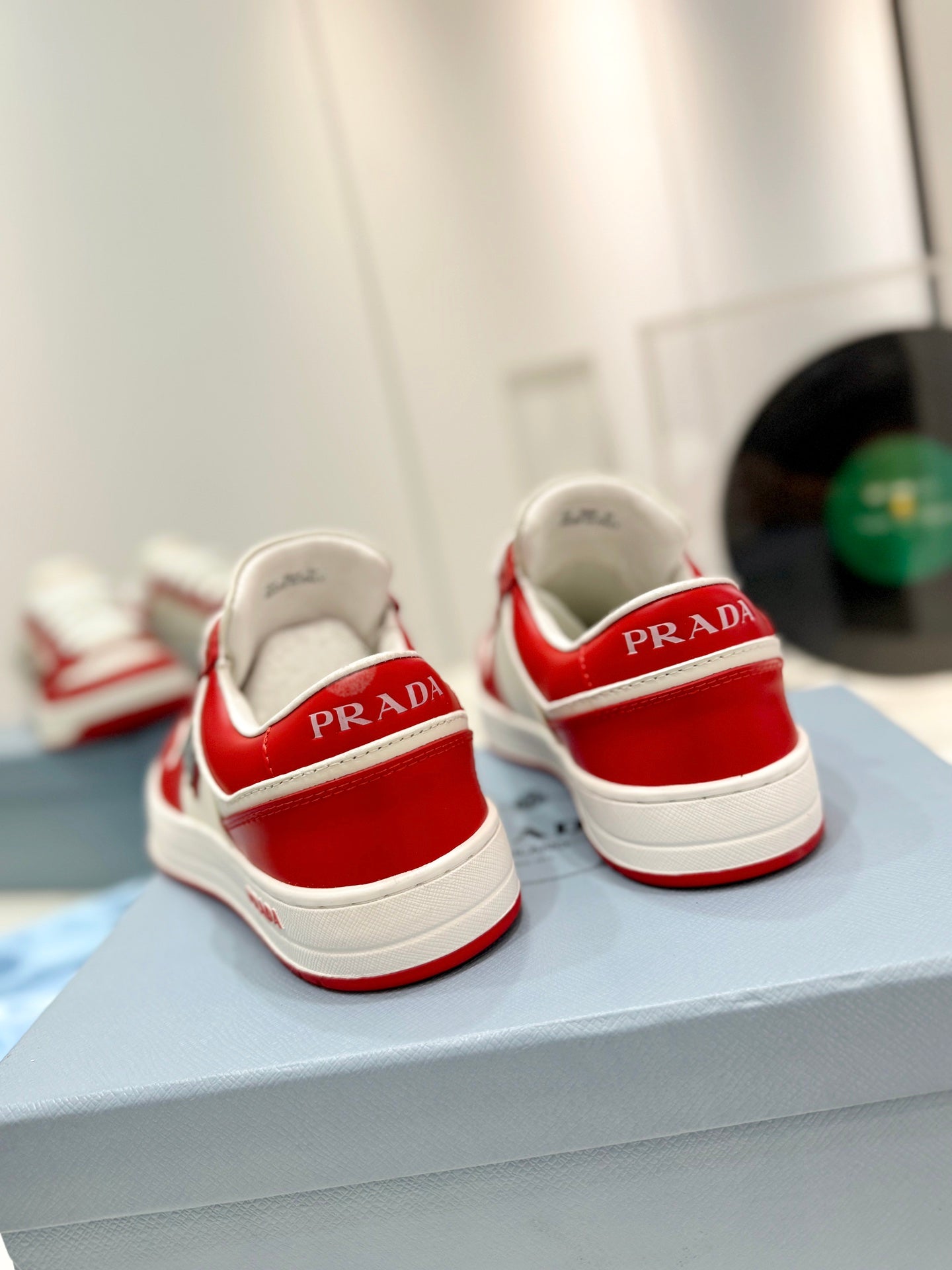 PRA DOWNTOWN PERFORATED SNEAKERS WHITE AND RED CALFSKIN - 35