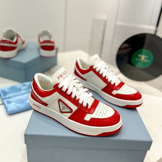 PRA DOWNTOWN PERFORATED SNEAKERS WHITE AND RED CALFSKIN - 35