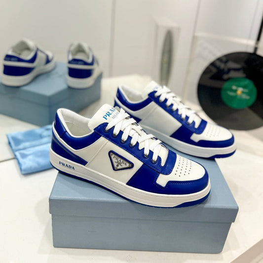 PRA DOWNTOWN PERFORATED SNEAKERS WHITE AND COBALT CALFSKIN - 35