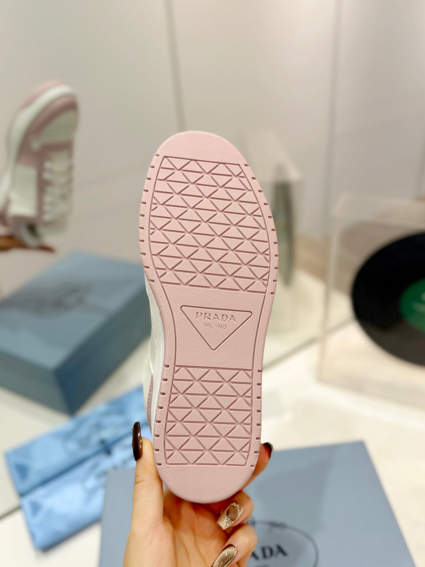 PRA DOWNTOWN PERFORATED SNEAKERS WHITE AND BLUSH CALFSKIN - 35