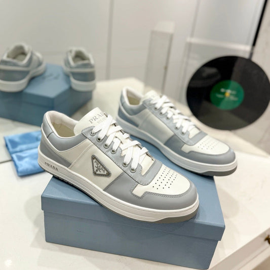 PRA DOWNTOWN PERFORATED SNEAKERS WHITE AND GRAY CALFSKIN - 35