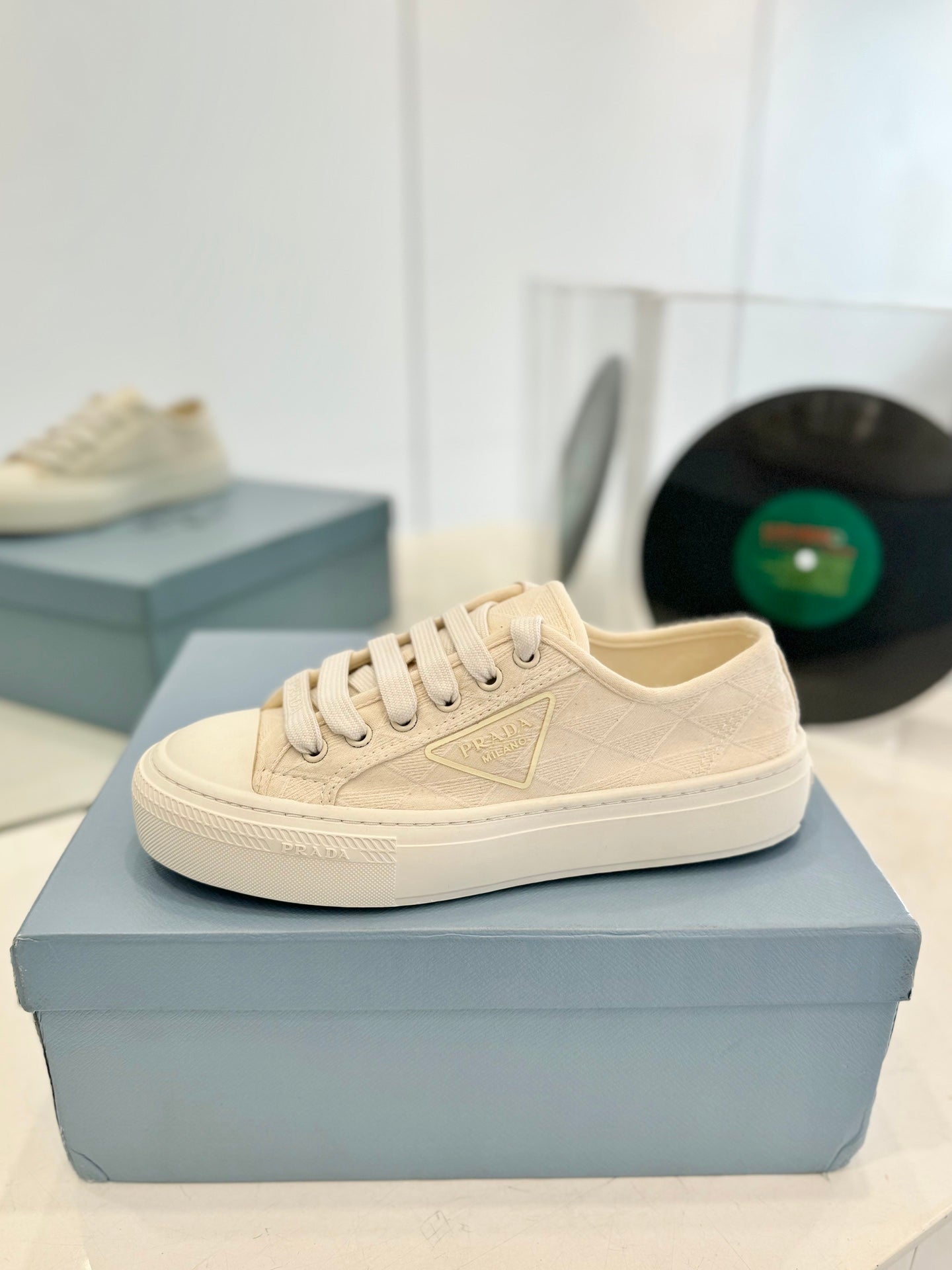 PRA PRINTED COTTON SNEAKERS BEIGE CANVAS - 35