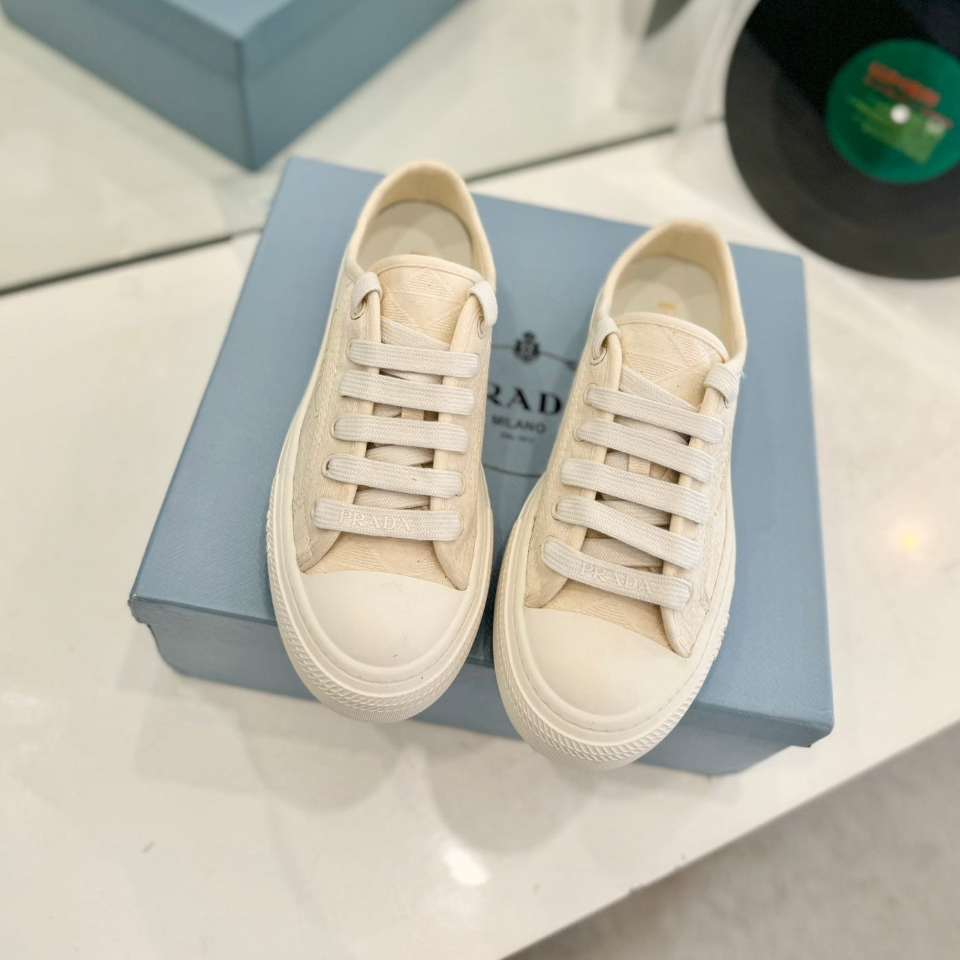 PRA PRINTED COTTON SNEAKERS BEIGE CANVAS - 35