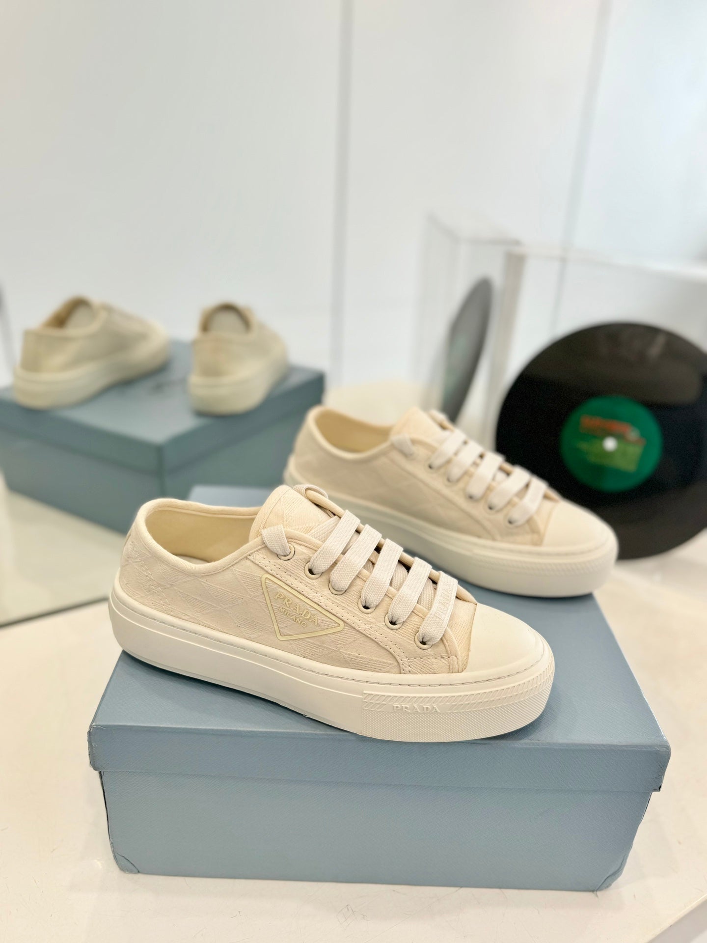 PRA PRINTED COTTON SNEAKERS BEIGE CANVAS - 35