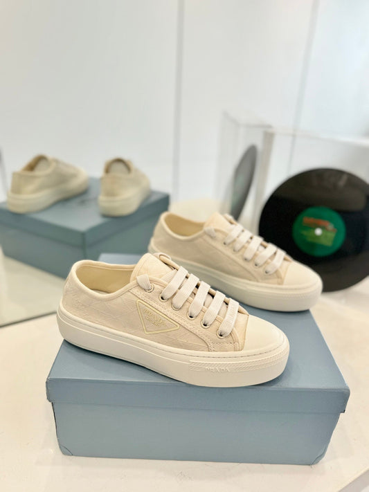 PRA PRINTED COTTON SNEAKERS BEIGE CANVAS - 35