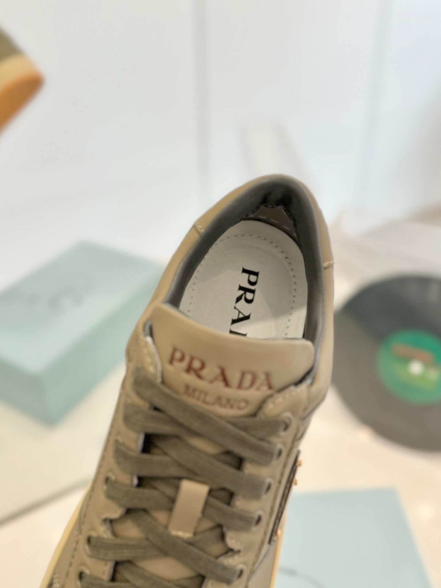PRA DOWNTOWN PERFORATED SNEAKERS OLIVE CALFSKIN - 35
