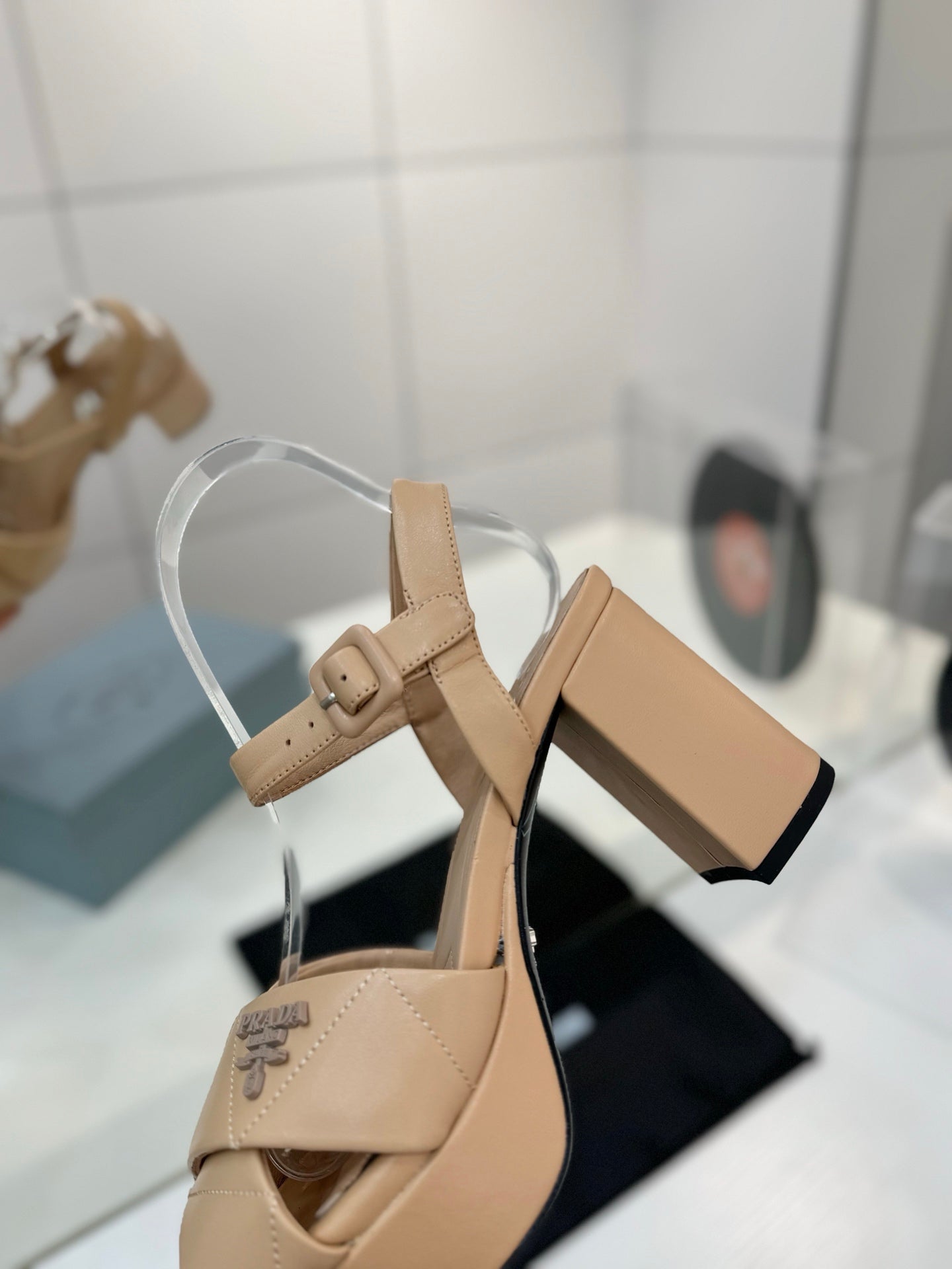 PRA HIGH HEELS 85MM IN BEIGE CALFSKIN - 35